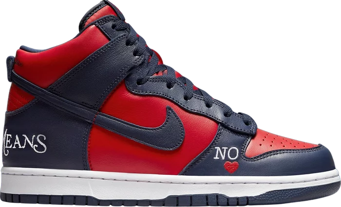 Supreme x Dunk High SB 'By Any Means - Red Navy'